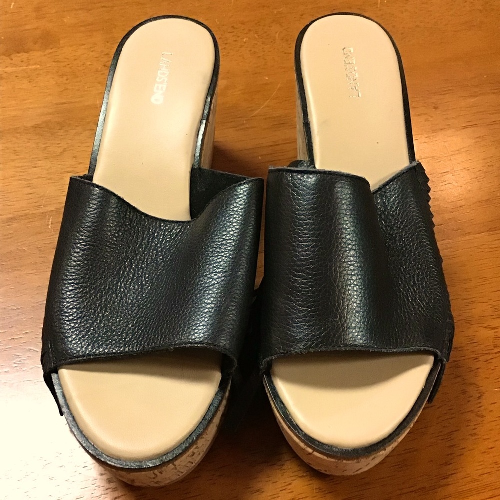 Amazing tasseled Lands End cork wedges! Leather upper. Brand New, no box. Size 7